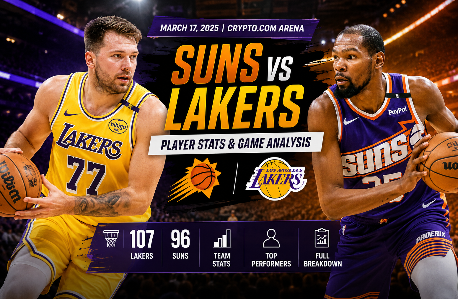 Phoenix Suns vs Lakers Match Player Stats